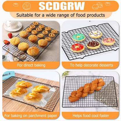 SCDGRW 5PCS Cooling Racks for Cooking and Baking 10" x 16" Wire Rack Baking Rack, Cookie Rack, Heavy Duty Metal Wire Rack for Grilling, Roasting, Cooking, Drying,Oven Safe Dishwasher Safe