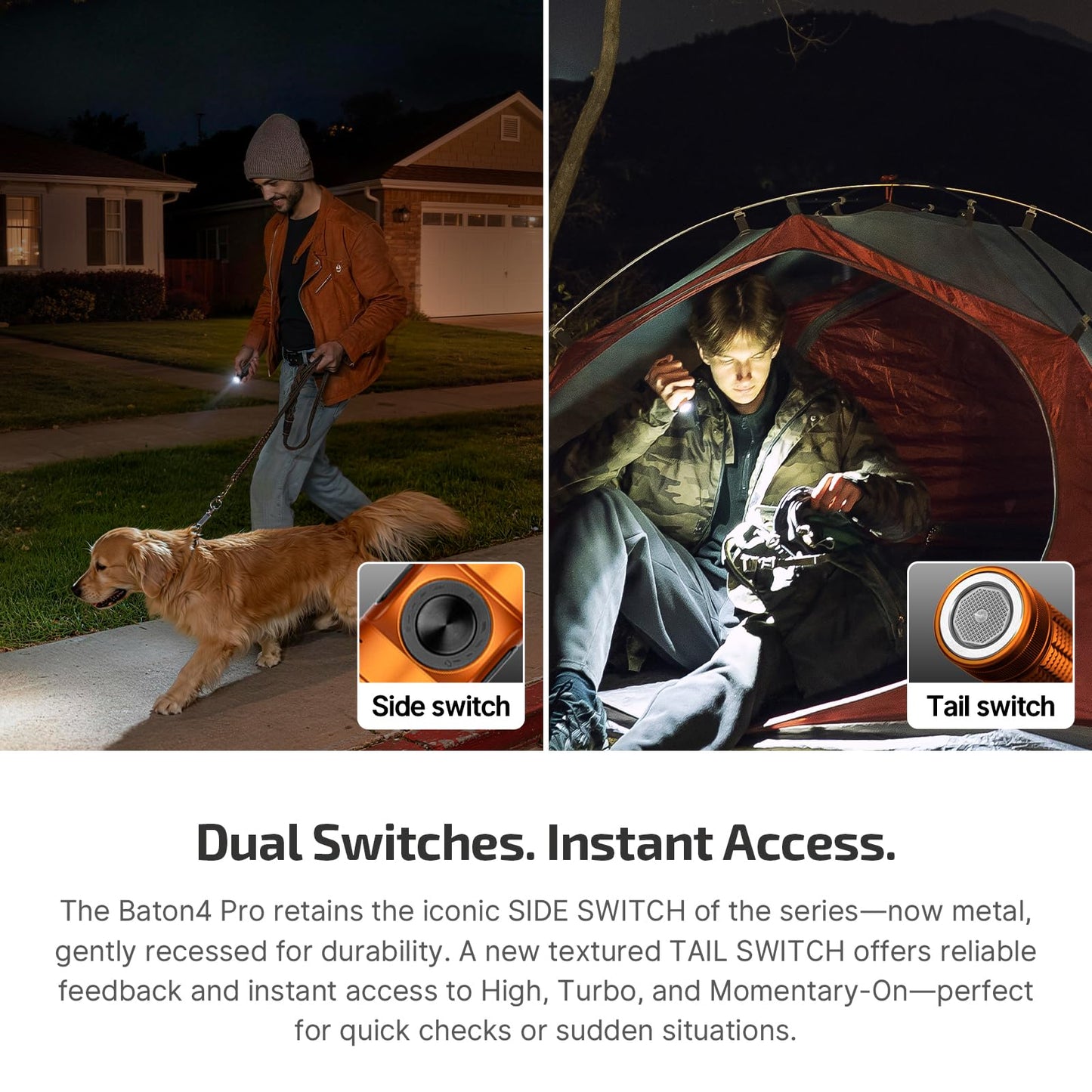 OLIGHT Baton4 Pro EDC Flashlight Rechargeable, 1600 Lumens Small Pocket Flash Light with Magnetic & USB-C Charging and Tail Switch Bundle with Oclip Pro S Clip-on Light, 600 lms Type-C with White LED,