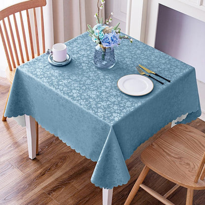 Smiry Square Table Cloth, Waterproof Heavy Duty Vinyl Tablecloths, Wipeable Washable Table Cover for Kitchen and Dining Room (Stone Blue, 70" x 70")