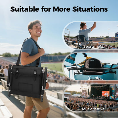 ALPHA CAMP Stadium Seats for Bleachers with Armrests - Thick Padded Bleacher Chairs with Back Support, Extra Wide Stadium Chair for Sports Events, Portable with Shoulder Straps & Pockets,2PC