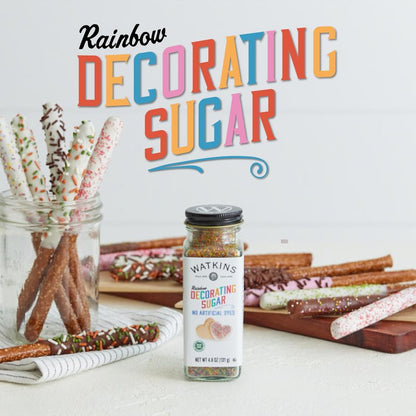 Watkins Rainbow Decorating Sugar (No Artificial Dyes), Non-GMO, Kosher, 4.6 Ounce, 1-Pack