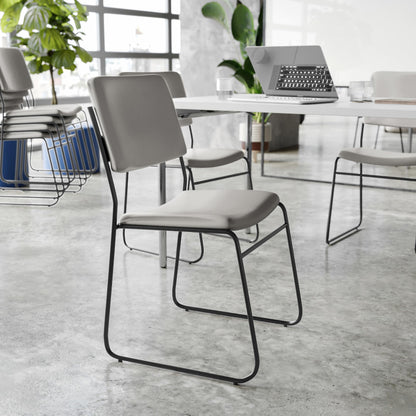 Flash Furniture Hercules Series High Density Vinyl Stacking Chairs for Waiting Rooms and Offices, Lobby Chairs with Padded Seats and Frames, Set of 5, Gray