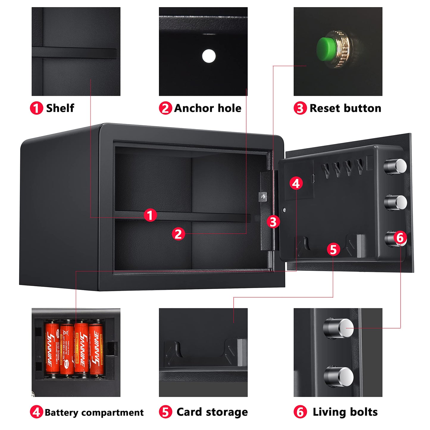 Biometric Digital Security Home Safe, Safes for Home Storage Cash Jewelry and Valuables,1.0 Cubic Feet Gun Use Storage Small Fingerprint Safe Box. (No fireproof bag, 9.8”H X 13.8”W X 11”D)