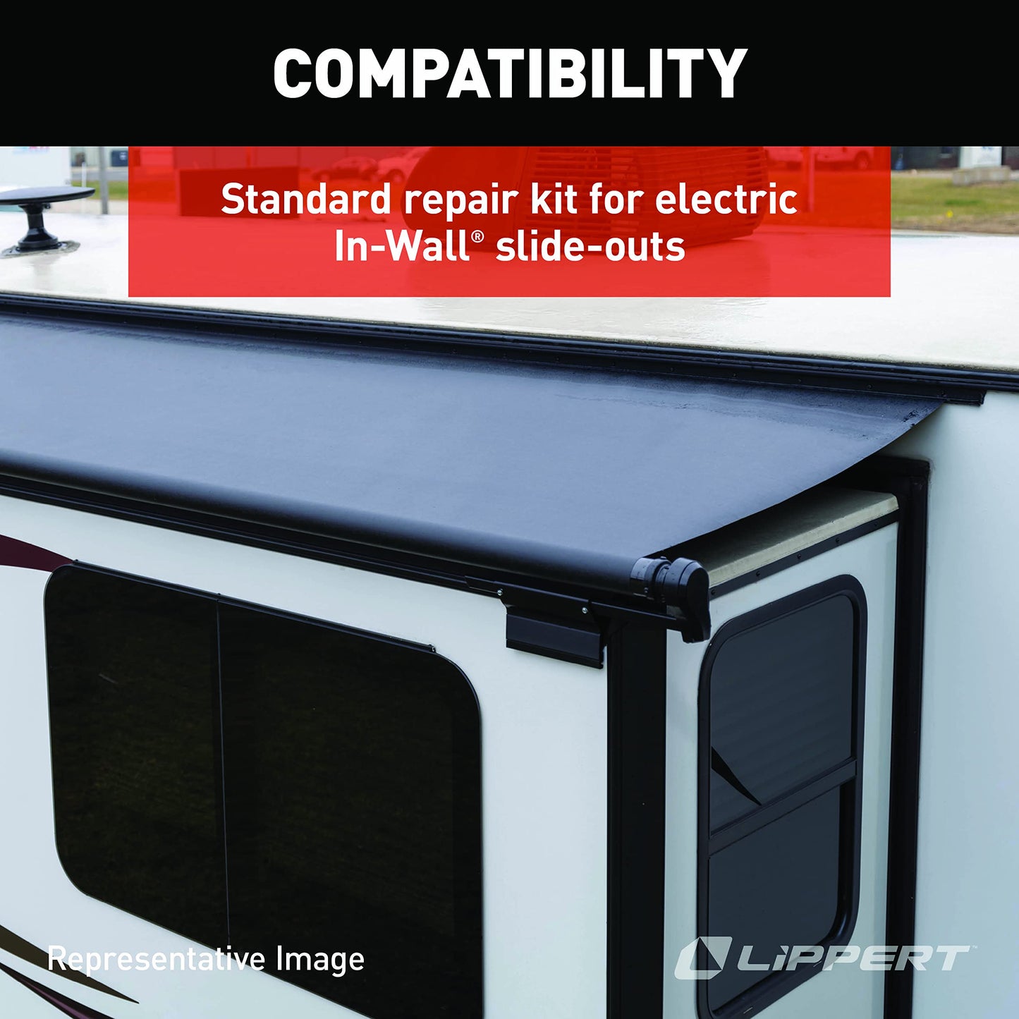 Lippert in-Wall Replacement Triple Rack Repair Kit for RV Slide-Out Systems with Hook Racks, V-Rollers, Retainers, Rivets, Rack Shoes, Wear Pads, Plugs, Sealing Foam, Float Side, Clear - 366161