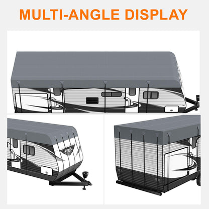 RV Caravan Roof Cover - Rv tarps Heavy Duty Waterproof | Non-Woven Fabric Waterproof Travel Camper Trailer Cover, Foldable Storage Rv Tarpaulin with Straps and Buckles