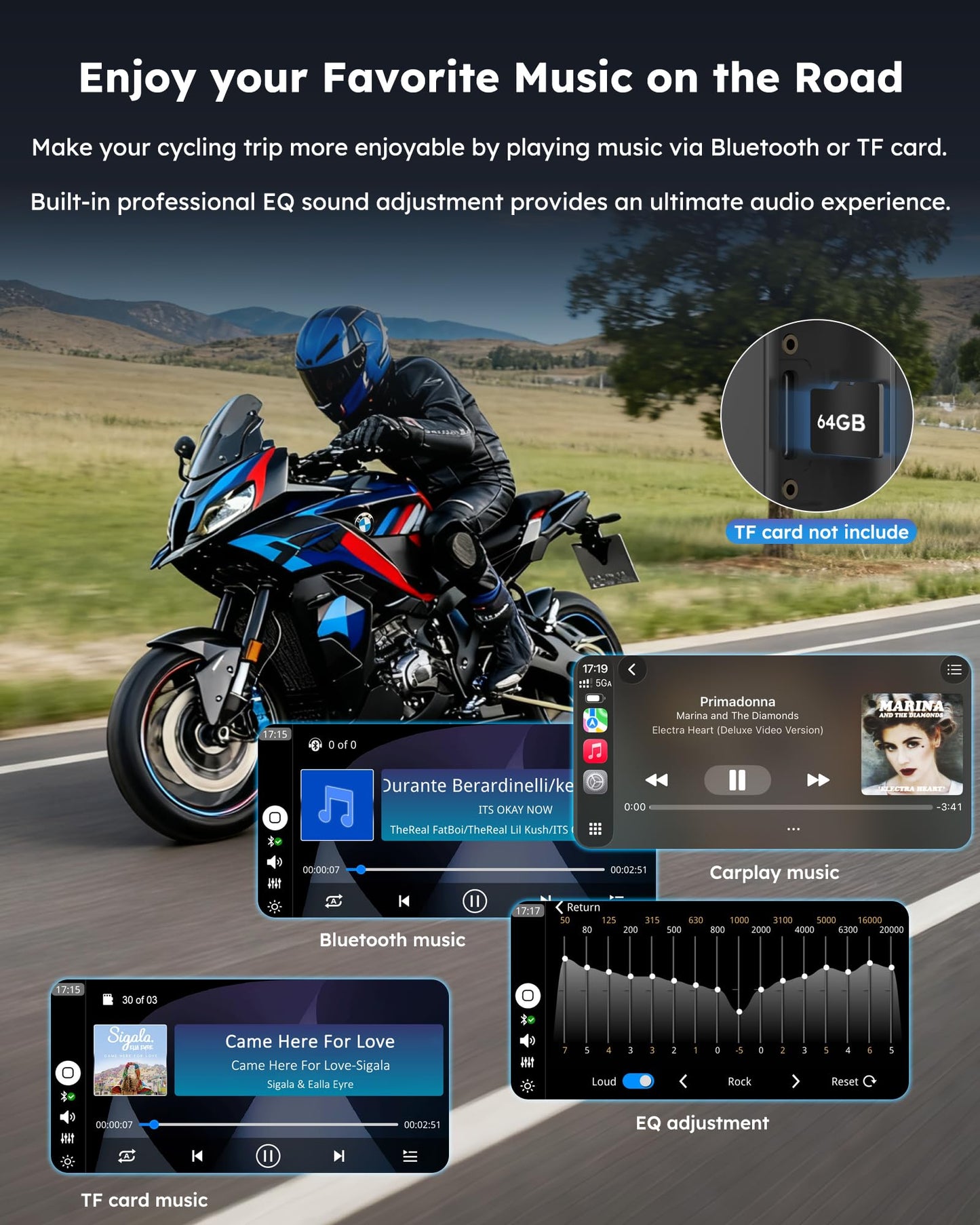 Carpuride W602BSPRO for BMW Motorcycle Carplay & Android Auto 6.25" IP67 Waterproof Car Play Moto GPS Navigation Screen with Dual Bluetooth, Data Reading, OTA, Wonder Control, TPMS, Compass, Barometer