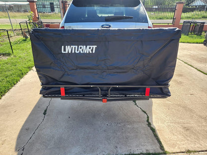 LWTURMRT 60"X21"X6" Hitch Cargo Carrier and Receiver Hitch Cargo Rack with Waterproof Cargo Bag(58"X20"X24"),Carrier Cargo Used Rust Resistant Baking Paint and Alloy Steel Material