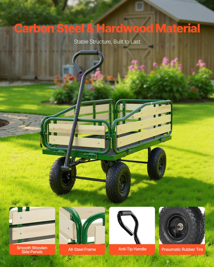 VEVOR Pull Along Kids Wagon, Rolling Toy Cargo Wagons for Kids, Outdoor Children Stroller Wagon for Beach Gardening Camping Essentials with Removable Sides