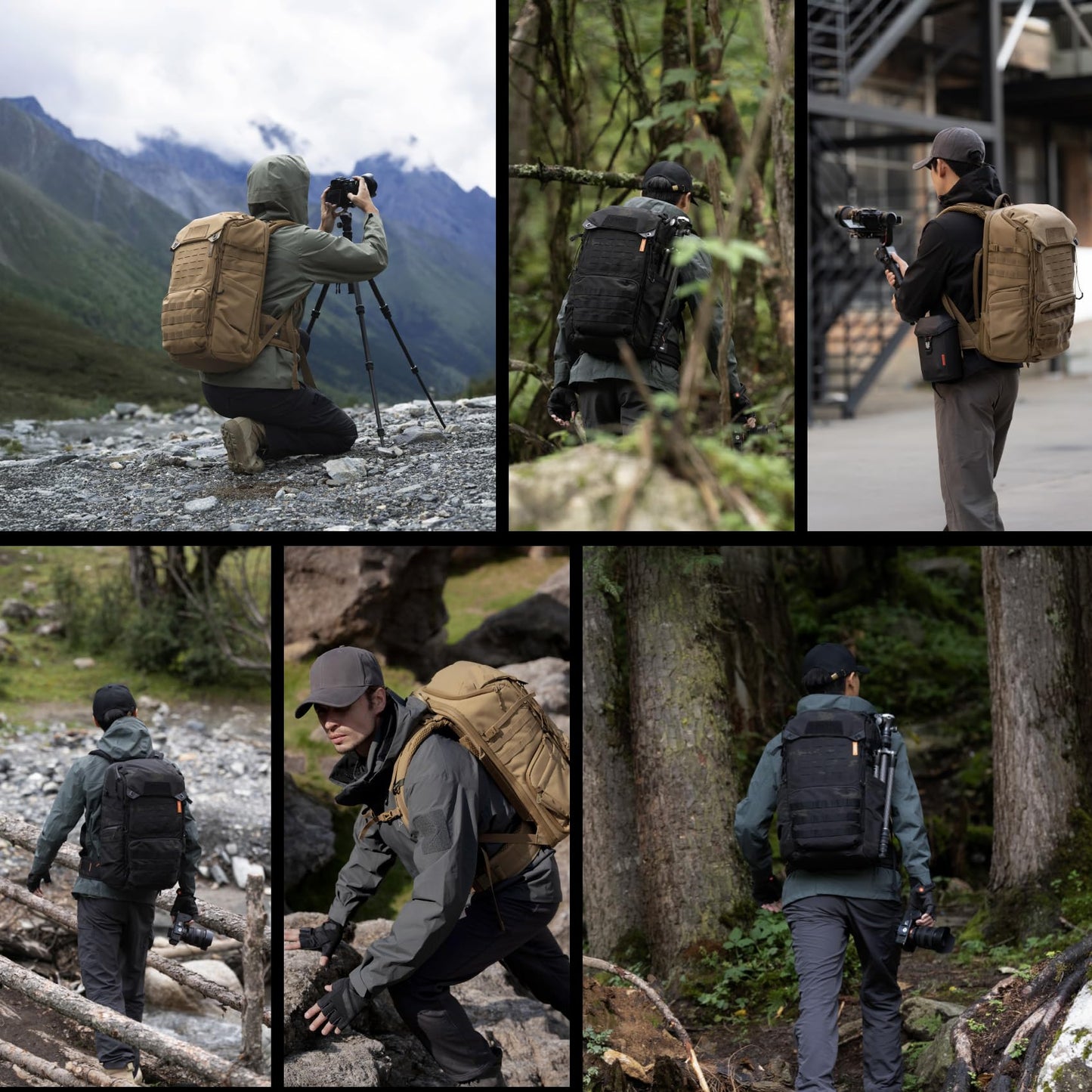 PGYTECH OneMo TAC 35L Tactical Camera Backpack, Waterproof DSLR/SLR/Mirrorless Photography Camera Bag with 15.6" Laptop Sleeve, Tripod Holder & Rain Cover (Wolf Brown)