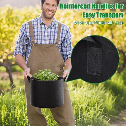 FEED GARDEN 5 Gallon Grow Bags - 4 Pack of Durable Non-Woven Fabric Plant Pots with Reinforced Handles for Indoor & Outdoor Vegetables, Flowers, and Herbs