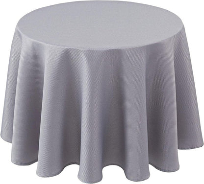 Biscaynebay Textured Fabric Round Tablecloths 60", Silver Grey Water Resistant Table Cloth Small Circle Folding Table Covers for Dining, Kitchen, Wedding & Parties, etc Machine Washable