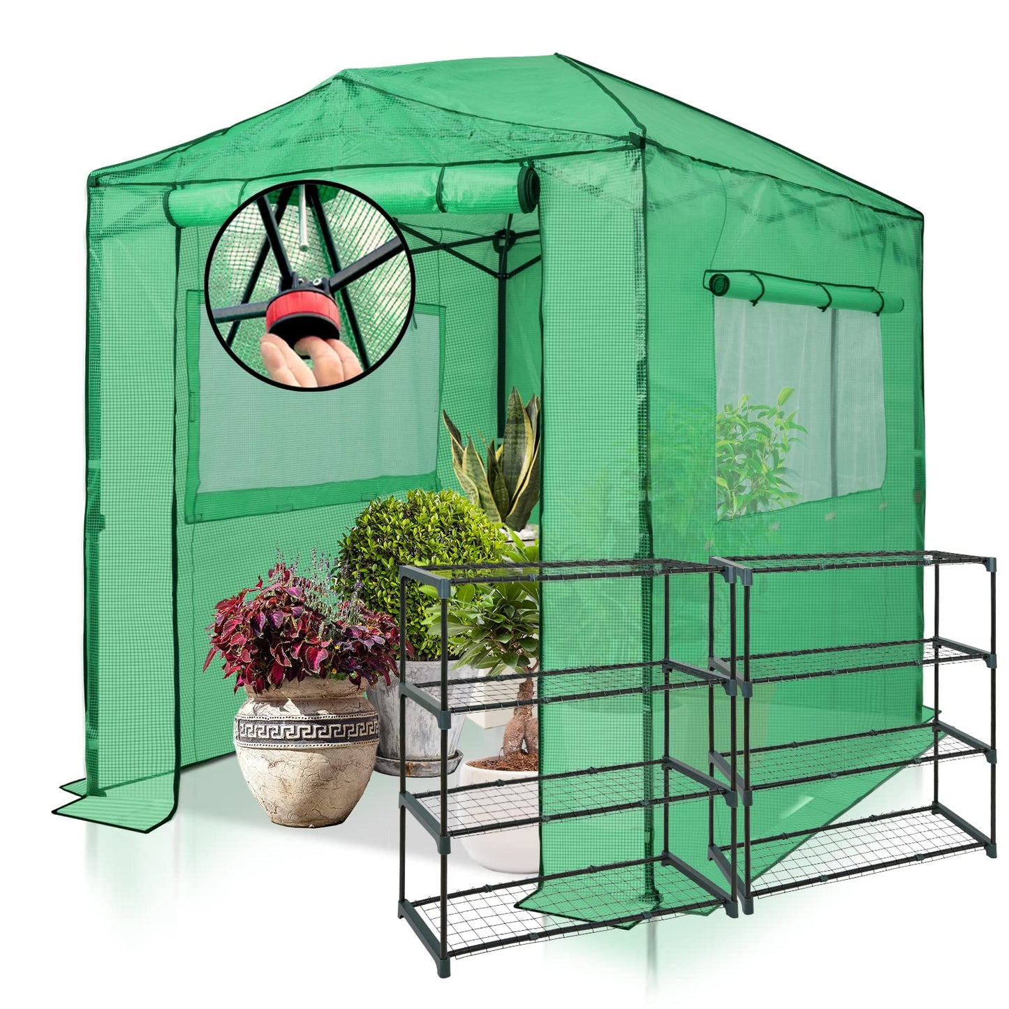 EAGLE PEAK 8'x6' Portable Greenhouse with Two Shelves