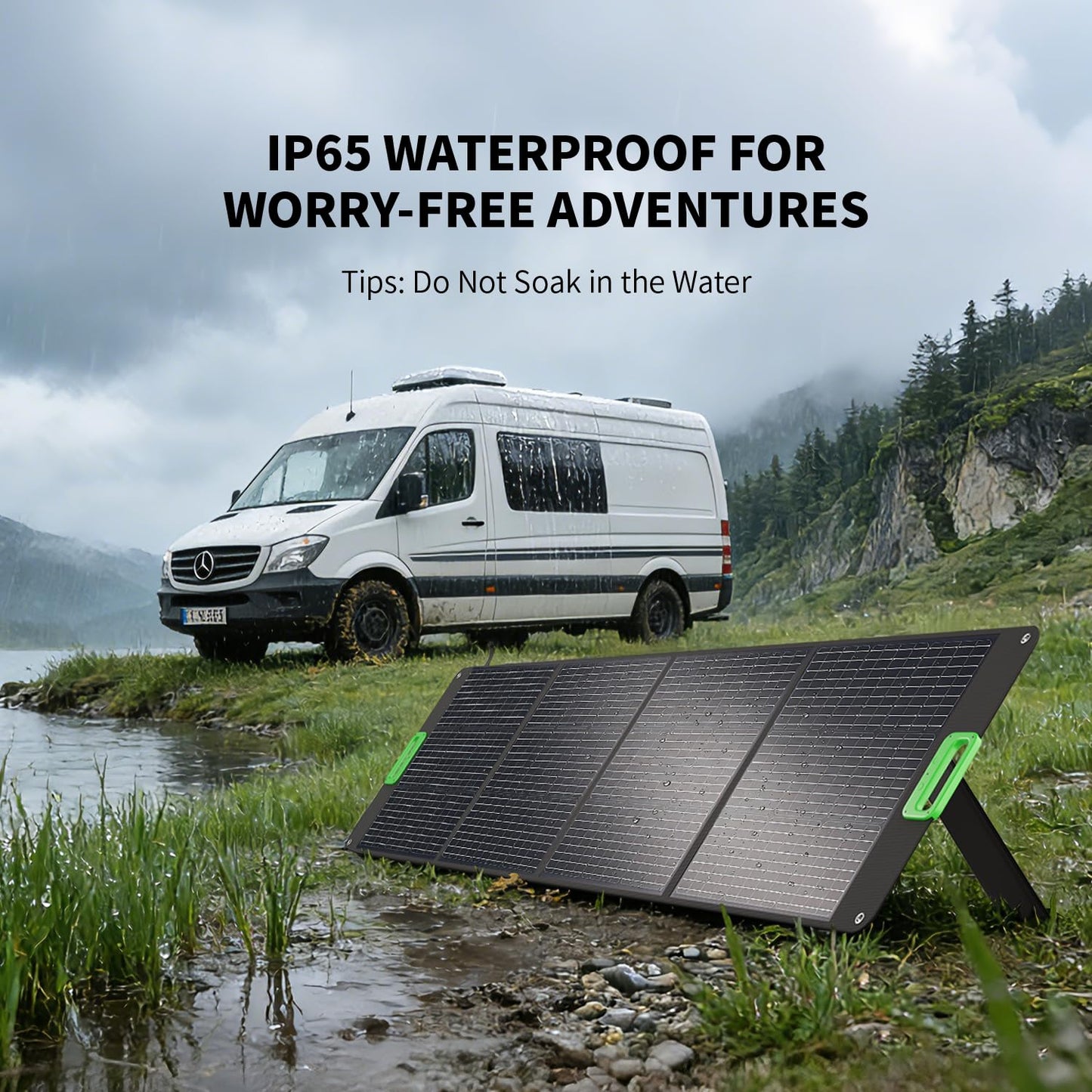 200W Portable Solar Panel, 23.5% High Efficiency ETFE Foldable Solar Charger for Power Station, IP65 Waterproof w/ 4 Kickstands, MC4 XT60 Anderson DC 4-in-1 Output for RV Camping Outdoor Emergency