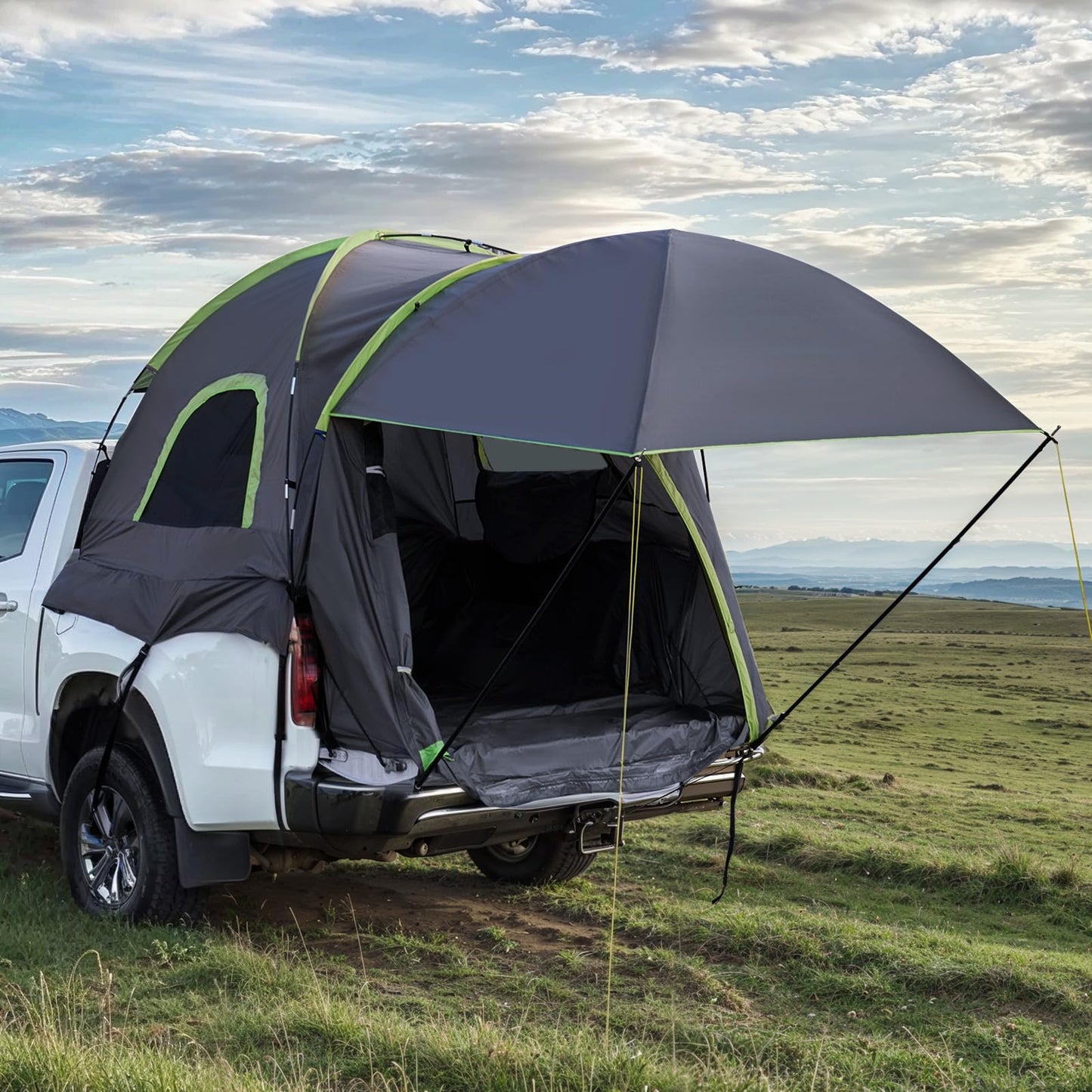 VEVOR Pickup Truck Tent, Fits 8.0-8.2 ft Truck Tents for Camping, Waterproof PU2000 2-3 Person Sleeping Truck Bed Tent, Sturdy Truck Bed Camper Shell with Expandable Awning, Rainfly, Storage Bag