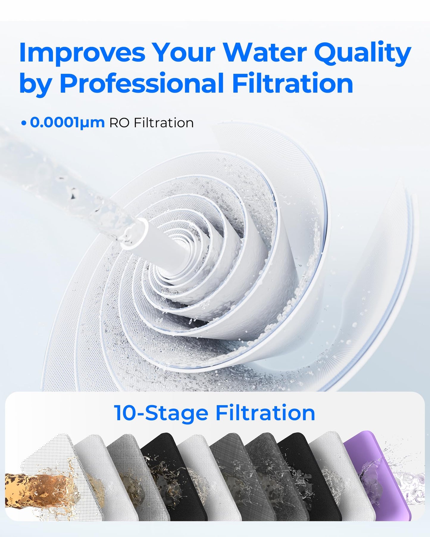 Waterdrop G3P800 Reverse Osmosis System, 800 GPD Fast Flow, NSF/ANSI 42 & 53 & 58 & 372 Certified, 3:1 Pure to Drain, Tankless Under Sink RO Water Filter System, LED Purifier, Smart Faucet