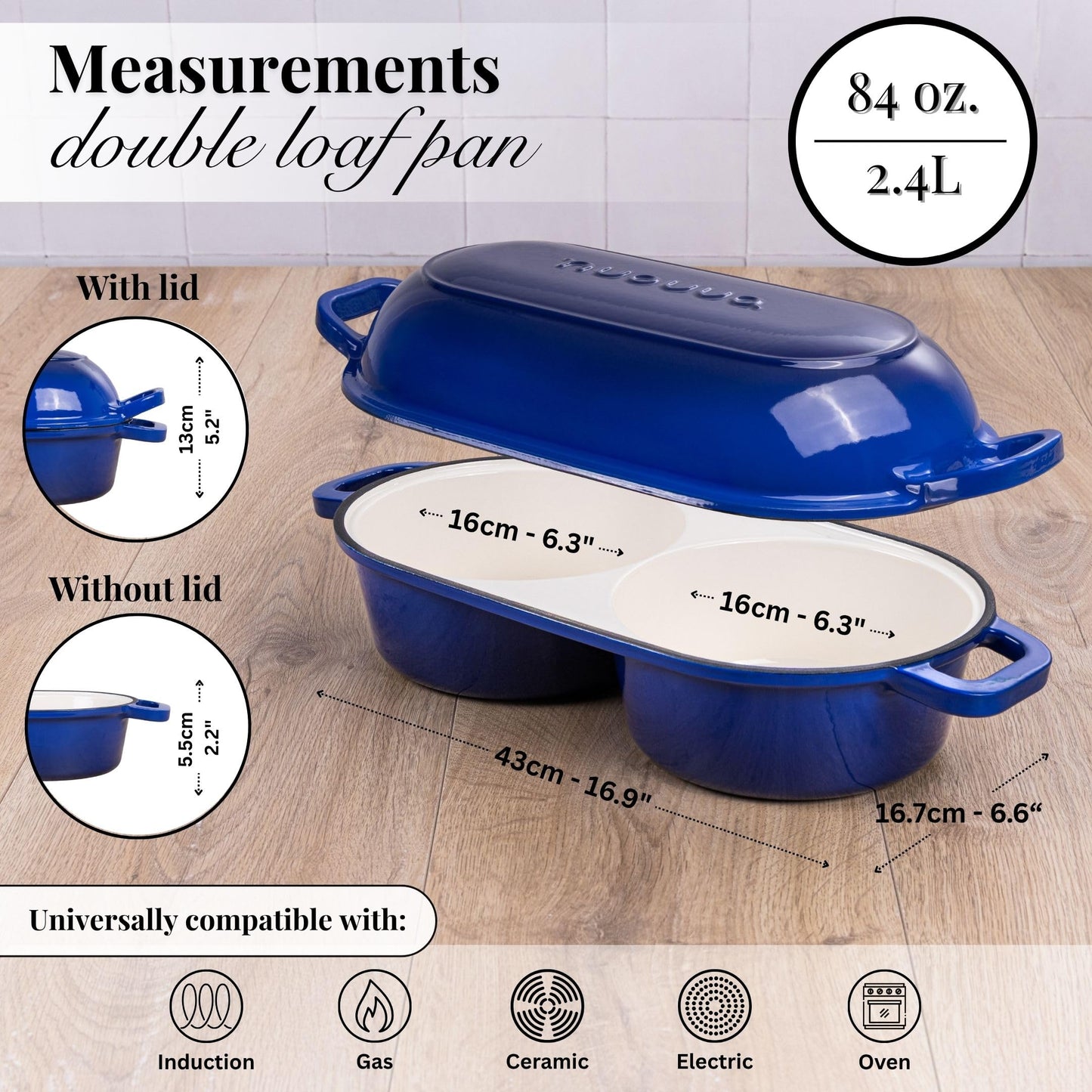 Nuovva Enamelled Cast Iron Cookware Bundle – Dutch Oven Pot with Lid & Double Bread Loaf Pan – Premium Cookware Set for Baking, Roasting & Everyday Cooking