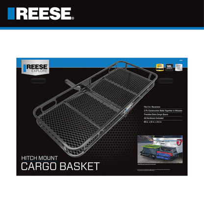 REESE Explore 63153 Rambler Hitch Mount Cargo Carrier, 60 X 24 Inches, Fits 2 Inch Receivers, 500 lbs. Capacity