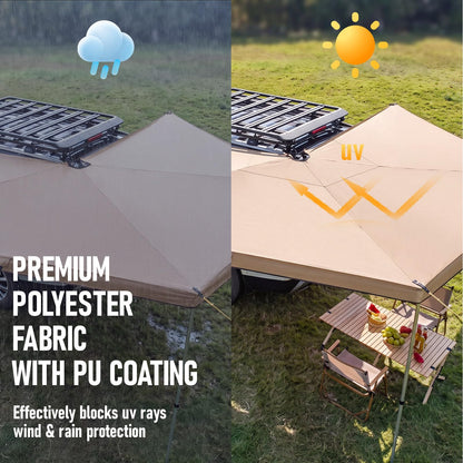 Canchiing 270 Degree Awning for SUV Truck RV, Heavy Duty Waterproof Car Awning with UPF 50+ Sun Protection, Easy Setup Overland Driver Side, 65 Sq Ft Coverage for Camping Outdoor