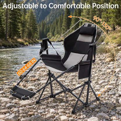 Hammock Swinging Rocking Camping Chairs with Footrest for Adults up to 400lbs,Folding Portable Chair with Cup Holder Pillow,Heavy Duty Chair for Beach,RV Travel,Hiking