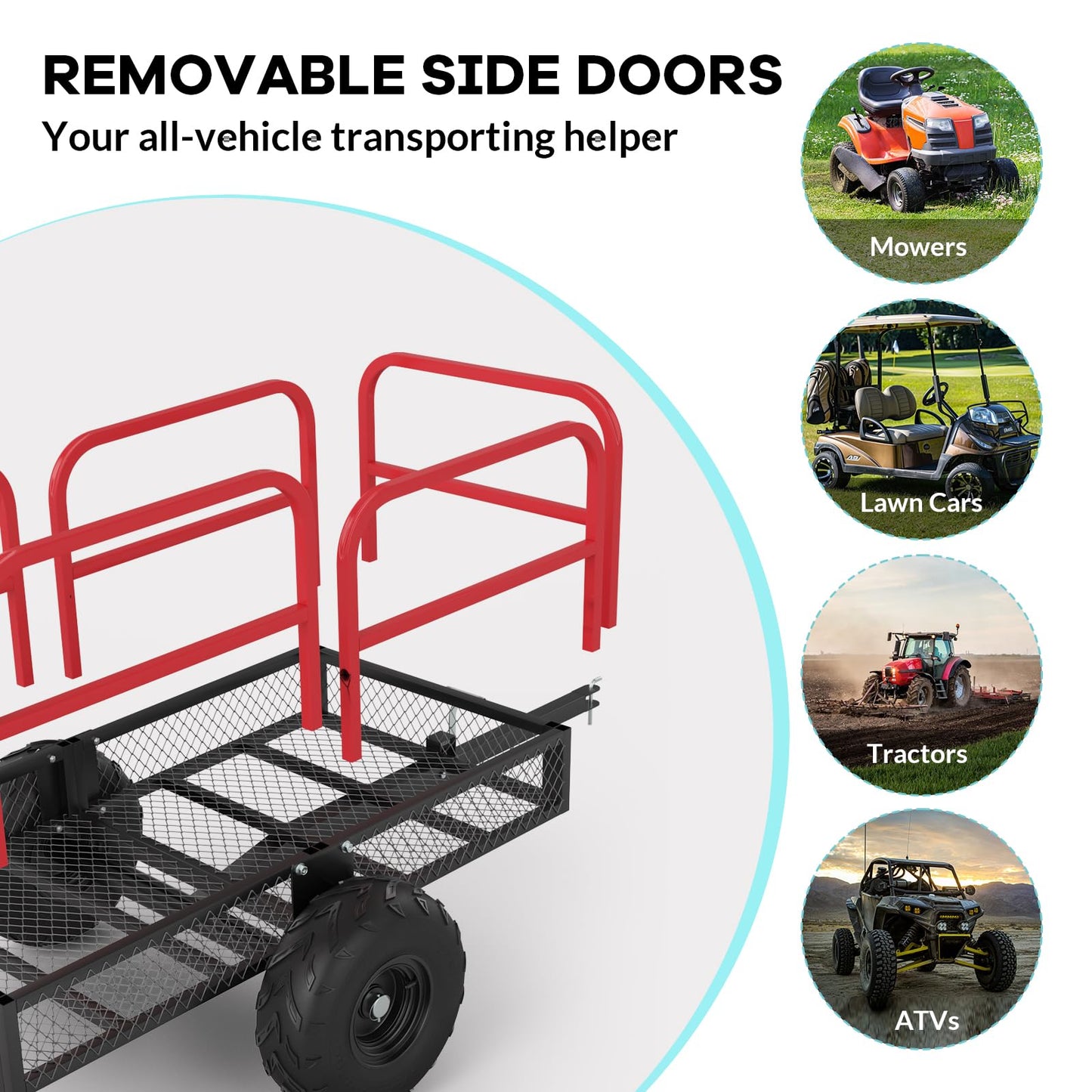 GAOMON Heavy Duty Utility Cart Cargo Trailer, 1700 Lbs 15 Cubic Feet, Yard Utility Trailer with Removable Sides and Handle, Garden Dump Cart for Hauling Behind Lawn & Garden Tractors