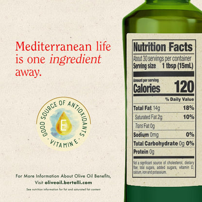 Bertolli Extra Virgin Olive Oil - Rich Taste with Polyphenols | 15.5 fl oz Squeeze Bottle