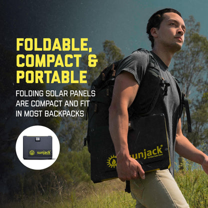 SunJack – 60 Watt Foldable Solar Panel, ETFE Waterproof Portable Solar Panel with Kickstands, USB-C PD30W, USB-A QC3.0, DC Output, Solar Panels for Camping, Hiking, Emergency Power