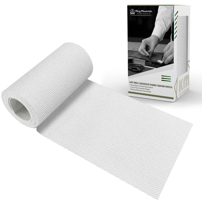 KING MOUNTAIN 100% Cotton Fabric Iron-on Repair Patch, Inside&Outside Clothes Repair Patch, 3"x60" with Backing Glue Repair Decorative Patch kit (White)
