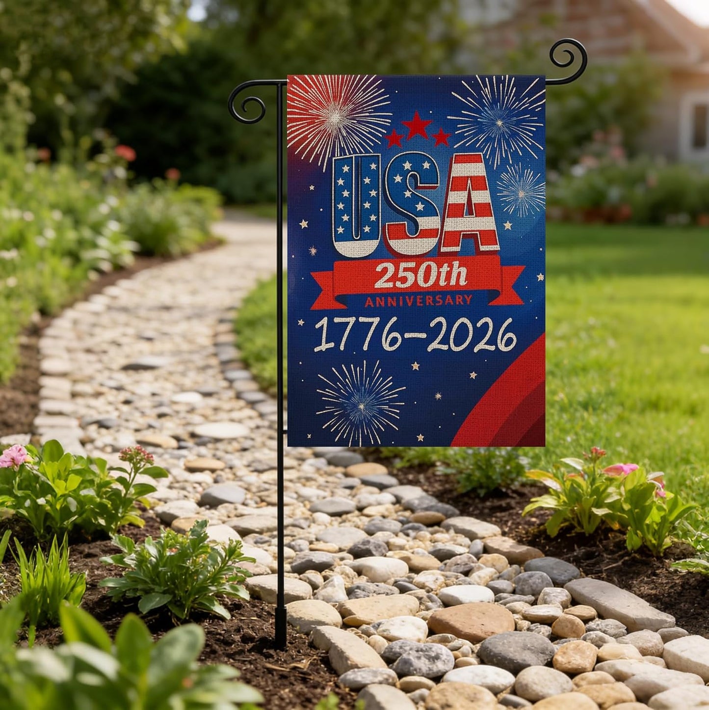 250th Anniversary USA Garden Flag - Double-Sided Waterproof Design | 12x18 Inch Patriotic Decor