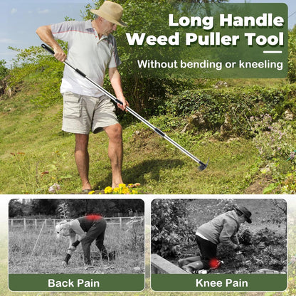NICOFPHY Weed Puller Tool - 60" Manual Weeder & Heavy-Duty Hand Rake for Effortless Gardening