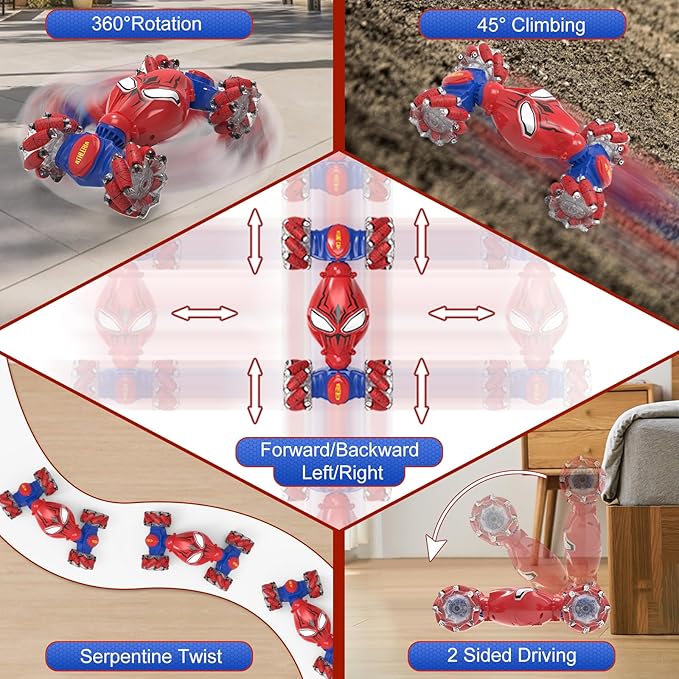 ATHLERIA Spider Gesture Sensing RC Stunt Car Toys for Boys Age 8-13Hand Remote Control CarsDrift Rc Car with LightsTwistEaster Chritmas Birthday Gift Ideas for Boy Girls Kids 678910+ Year