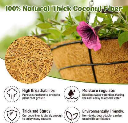 Legigo 8-Inch Coco Fiber Hanging Basket Liners - 100% Natural Coconut Replacement for Flowers & Vegetables