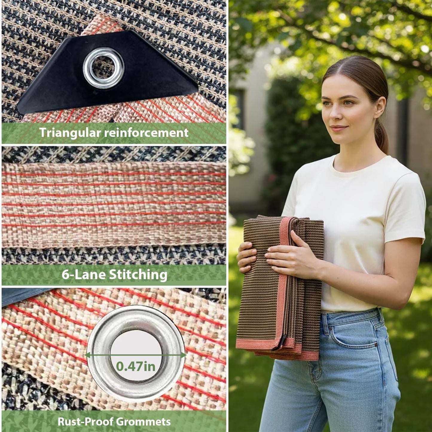90% Shade Cloth Sun Shade Fabric Privacy Screen Shade Cover for Patio Garden Pergola Shade Cover Canopy with Gromments（Mocha 20 x 30 FT ）
