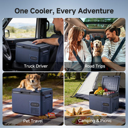 BODEGA 12 volt Car Refrigerator – 16QT Portable， Low Noise, Fast Cooling with LED Display, Multiple Charging Options, Energy-Efficient for Road Trips & Outdoor Adventures