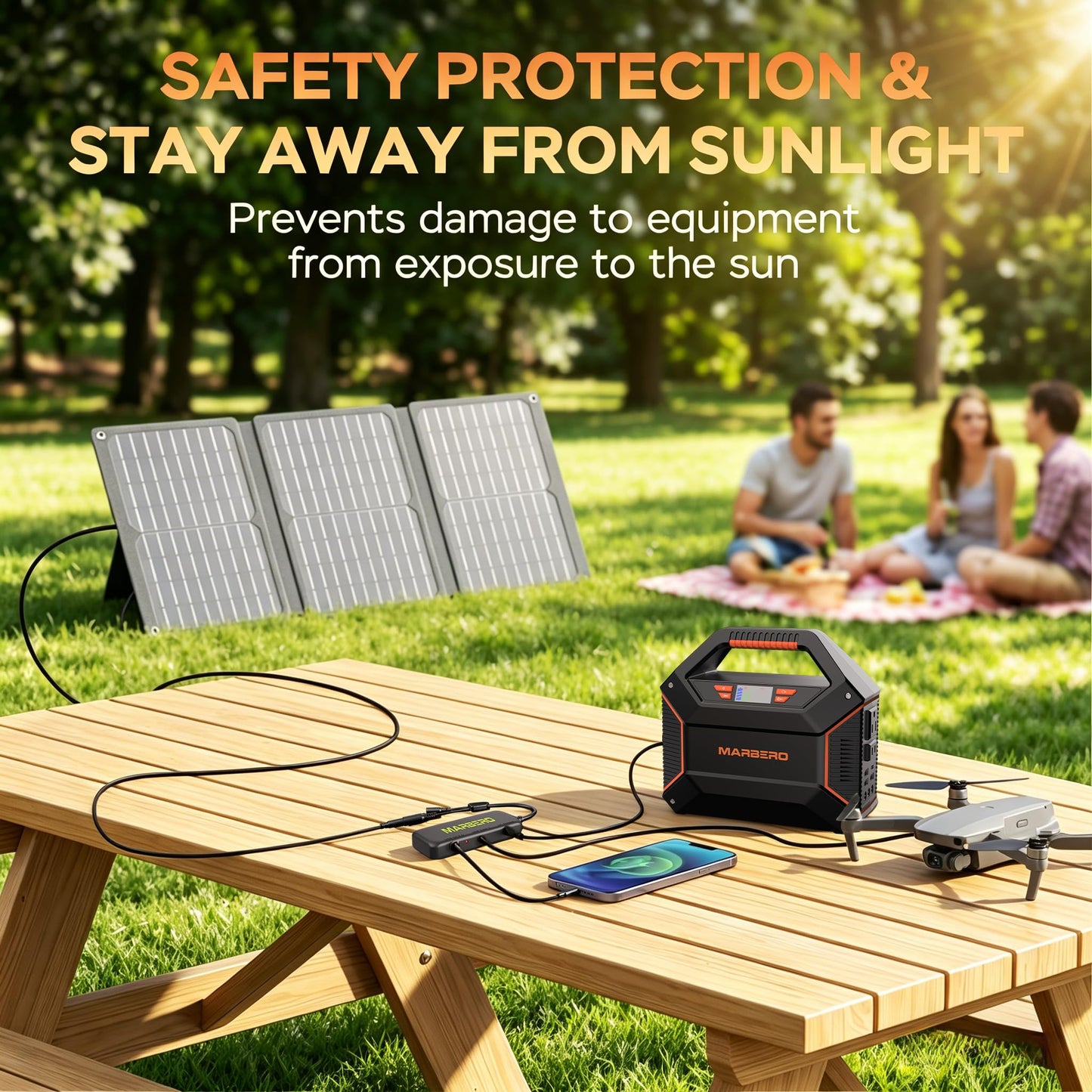 MARBERO 155Wh Solar Generator with Solar Panel Included 30W Portable Power Station 100W 150W Surge Multi-Output Solar Powered Generator Ultra Lightweight for Camping Emergency Blackout