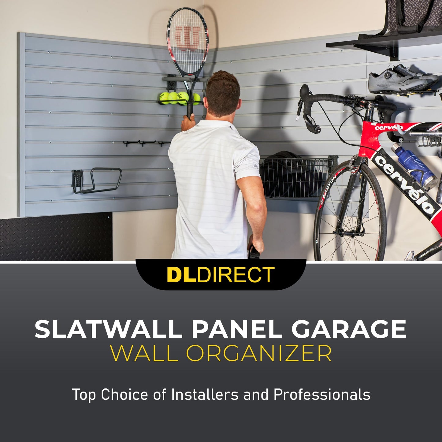 Heavy Duty 4'H X 4'W PVC Garage SlatWall Storage System (with Endcaps & Screws) - Modular Slat Wall Paneling for Garage Wall Organizer - Interlocking SlatWall Panels for Home & Commercial Use (Grey)