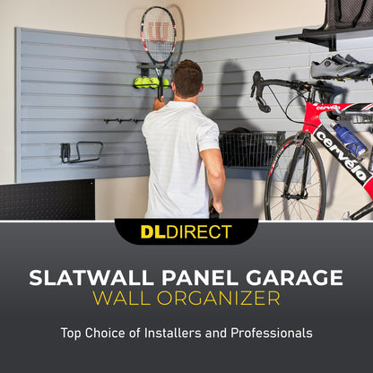 Heavy Duty 4'H X 4'W PVC Garage SlatWall Storage System (with Endcaps & Screws) - Modular Slat Wall Paneling for Garage Wall Organizer - Interlocking SlatWall Panels for Home & Commercial Use (Grey)