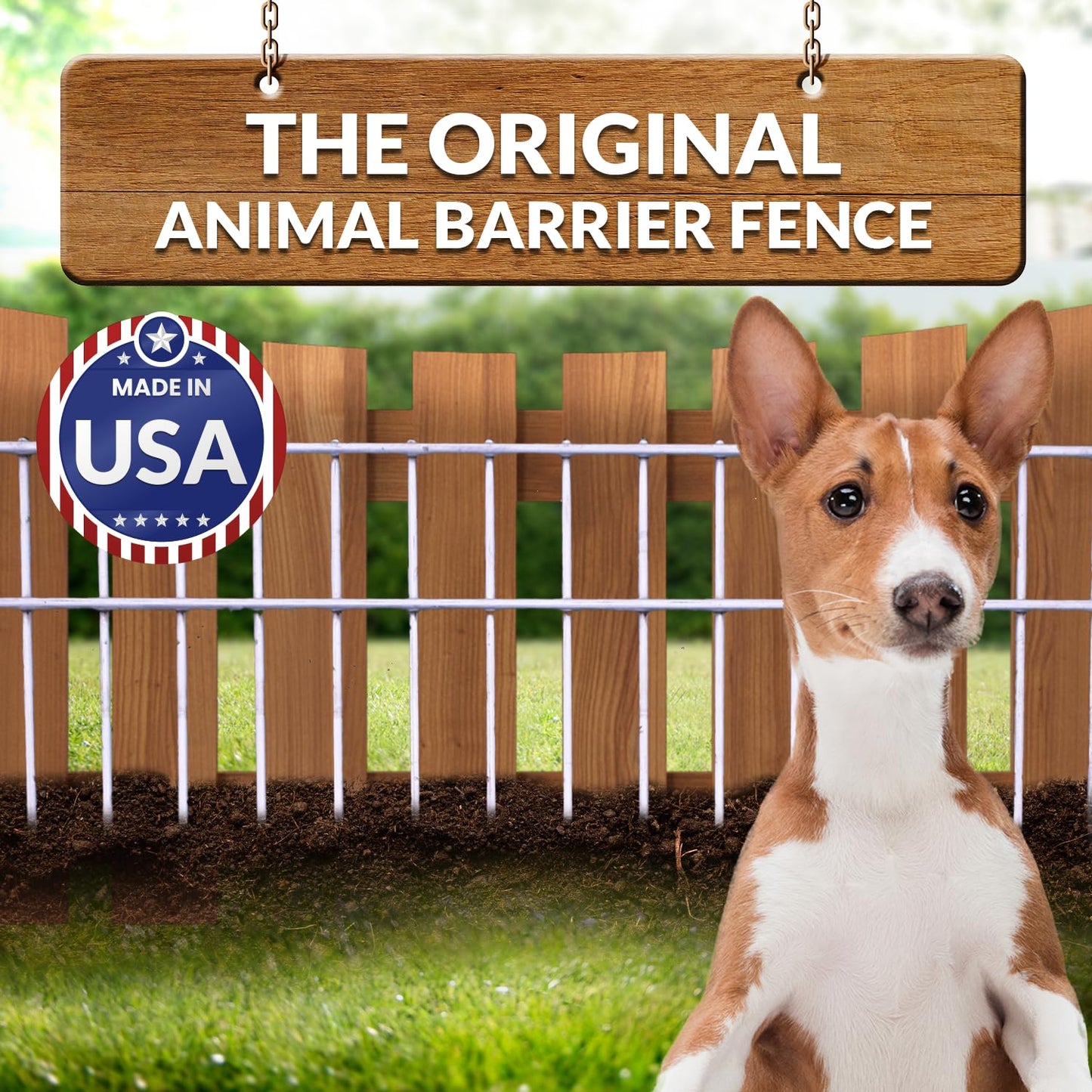 Dig Defence Original Animal Barrier Fence - X-Large Decorative Garden Fence, Outdoor No Dig Fence for Dogs and Rabbits, Yard and Patio - 24”(L) x 15”(H), 10 Pack