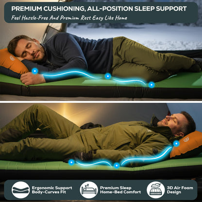 Gear Doctors Artemis 8.3 R-Value Self Inflating Sleeping Pad Camping—Air Mattress Camping—Mattress Pad 4 Season 3D Air Foam 4" Thick Insulated Inflatable Foam Sleeping Mat for Luxury Camp/Car/Cot/Tent