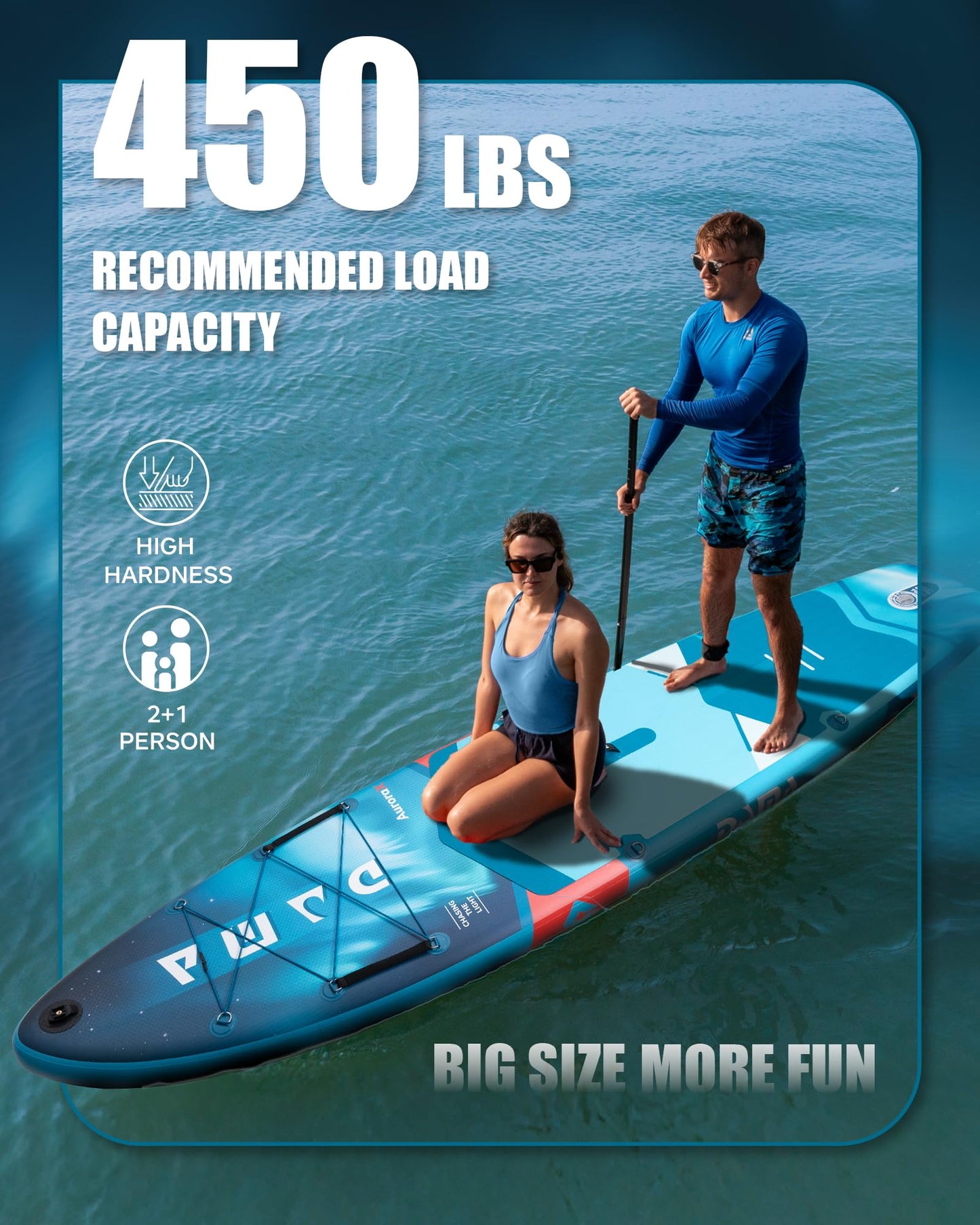 DAMA Stand Up Paddle Board 11'6" x 34" x 6", 450 lbs Capacity, Extra Wide All-Around Paddle Board for 2+1 People and Pets, Stable Design for Beginners, Family Use on Lakes, Rivers and Coastal Waters