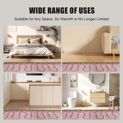 BLARALA Electric Radiant Floor Heating System, 100 Sq.ft Electric Heated Floor Mats for Bathroom, Includes Programmable Thermostat, Heat Mat, Installation Monitor, and Temperature Sensors(240V)