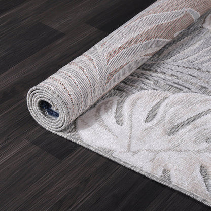 CAMILSON Indoor Outdoor Rug, Blue 7’10”x10’ Leaf Tropical Botanical Area Rugs for Indoor and Outdoor patios, Easy-Cleaning Non-Shedding Living Room, Garden and Kitchen Washable Outside Carpet (8x10)