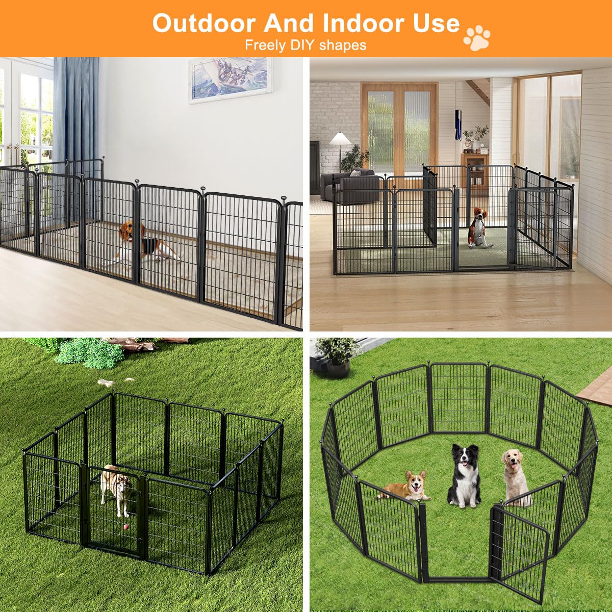 Dog Fence Outdoor Pens Outside,Portable Dog Play Pen 40" H 8 Panels Pet Playpen Exercise Pens for Puppys Small Medium Large Dogs RV Camping Yard Garden Indoor Wide Gate