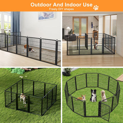 Dog Fence Outdoor Pens Outside,Portable Dog Play Pen 40" H 8 Panels Pet Playpen Exercise Pens for Puppys Small Medium Large Dogs RV Camping Yard Garden Indoor Wide Gate