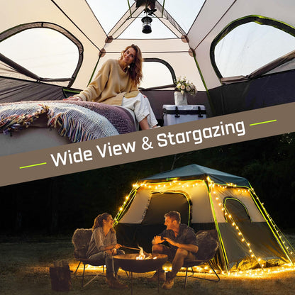 HINSTANT 4/6/8/10 Person Instant Tent, Waterproof Pop Up Tents for Camping with Rainfly, 60 Seconds Easy Setup, Automatic Cabin Tent for Family Camping with Expandable Carry Bag & Upgraded Ventilation