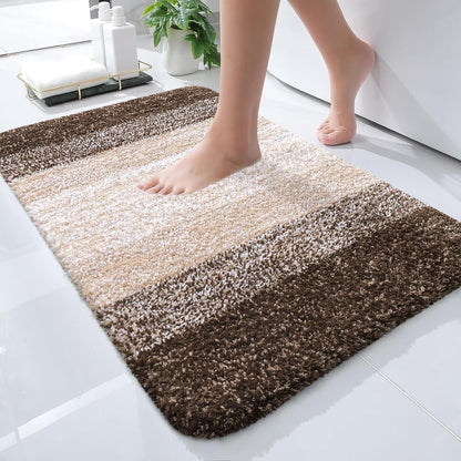 OLANLY Microfiber Bath Rugs - Extra Soft & Absorbent | 24x16 Light Brown Washable Mat