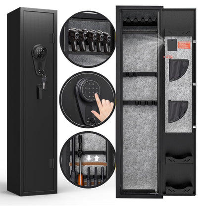 KAER Assembled Gun Safe for Rifles and Pistols with Electronic Lock Steel Gun Cabinet for 3-5 Shotguns 5 Handguns and Ammo Large Rifle Safe for Home Gun Owner with Removable Shelf Gun Rack LED Light