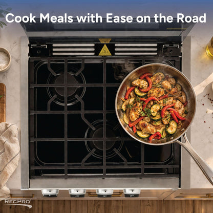 RecPro RV Built In Gas Cooktop | 2 Burner or 3 Burner | RV Cooktop Stove | 6,500 and 8,000 BTU Burners | Cover Included (Stainless Steel, 3-Burner)
