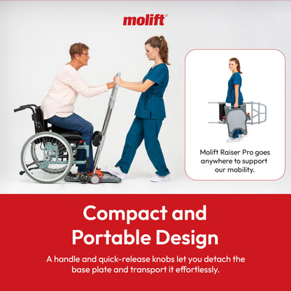 Molift Raiser Pro Sit to Stand Lift for Elderly - Portable Stand Assist, Mobility Aid for Seniors & Handicapped - Easy to Use and Ideal Transfer Aid Between Bed, Wheelchair, and Shower Chair