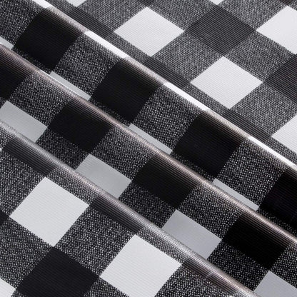 sancua Checkered Vinyl Square Tablecloth - 54 x 54 Inch - 100% Waterproof Oil Proof Spill Proof PVC Table Cloth, Wipe Clean Table Cover for Dining Tables, Buffet Parties and Camping, Black and White