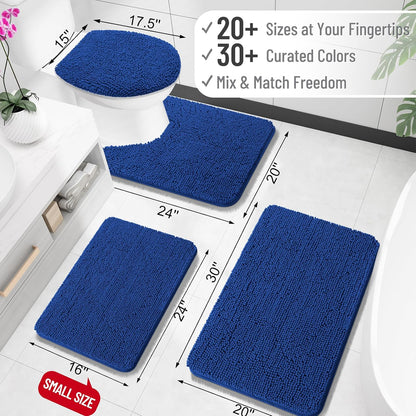 OLANLY Large Bath Rugs - Extra Soft Chenille with Rubber Backing | Quick Dry, Machine Washable, 50x30 Royal Blue